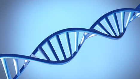 Animation-of-dna-strand-spinning-with-copy-space-over-blue-background