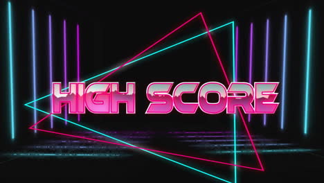 Animation-of-high-score-text-over-neon-pattern