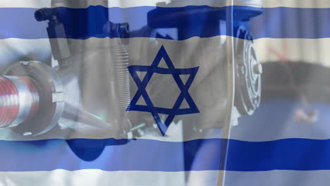 Animation-of-oil-pump-over-flag-of-israel