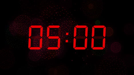 Animation-of-digital-clock-counting-down-to-midnight-on-black-background