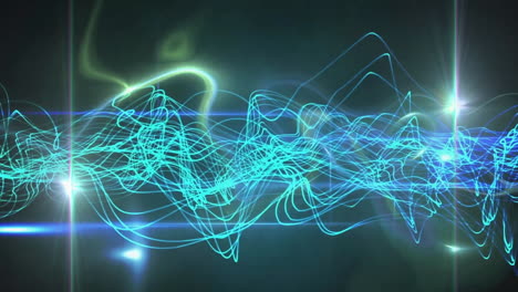 Animation-of-glowing-light-trails-over-dark-background