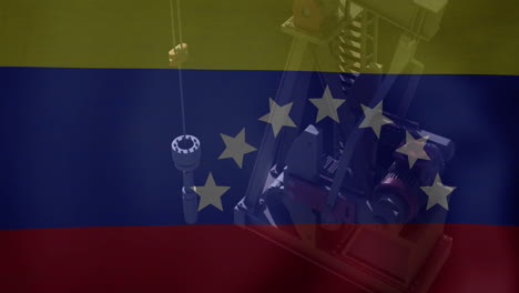Animation-Einer-Ölbohrinsel-Und-Der-Flagge-Von-Venezuela