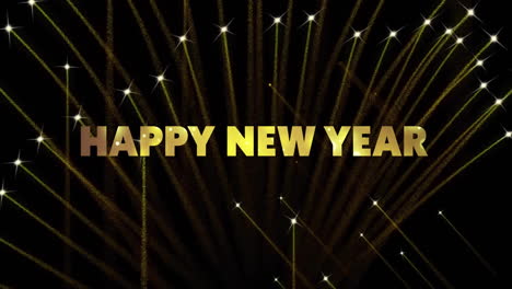 Animation-of-happy-new-year-text-and-fireworks-on-black-background
