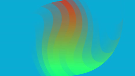 Animation-Von-Wellen-Aus-Roten-Und-Grünen-Gekrümmten-Linien,-Die-Sich-Auf-Blauem-Hintergrund-Bewegen