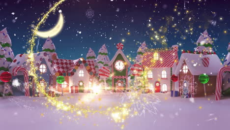 Animation-of-shooting-star-and-winter-scenery