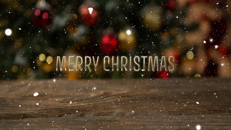 Animation-of-merry-christmas-text-over-snow-falling-with-christmas-decorations