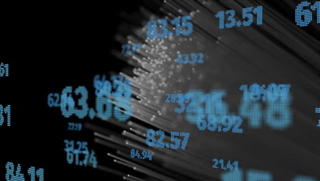 Animation-of-financial-data-processing-over-fibre-optic-on-dark-background