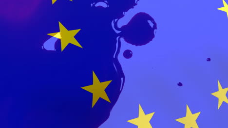 Animation-of-flag-of-eu-and-stain-over-white-background