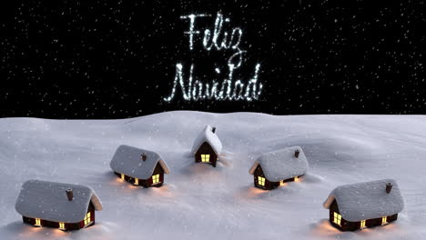 Animation-of-feliz-navidad-text-over-winter-scenery