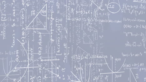Animation-of-mathematical-equations-and-diagrams-over-blue-background