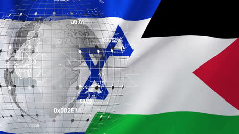 Animación-Del-Globo-Sobre-La-Bandera-De-Israel-Y-Palestina