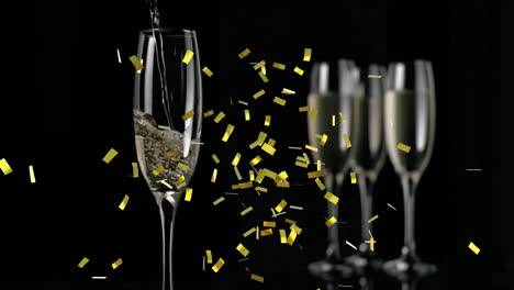 Animation-of-champagne-glasses-on-black-background