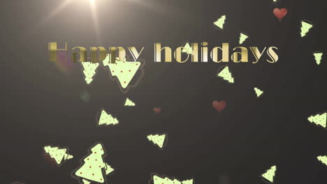 Animation-of-happy-holidays-text-over-christmas-trees-falling