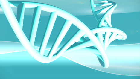 Animation-Eines-Sich-Drehenden-DNA-Strangs-Mit-Kopierraum-Auf-Grünem-Hintergrund