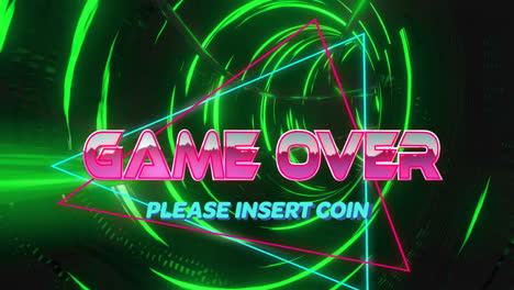 Animation-of-game-over-only-text-over-neon-tunnel-on-black-background