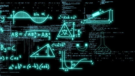 Animation-of-mathematical-data-processing-over-black-background