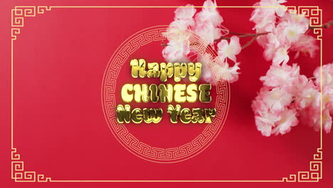 Animation-of-happy-chinese-new-year-text-and-chinese-pattern-background