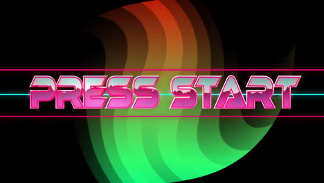 Animation-of-press-star-text-over-colourful-lights-on-black-background