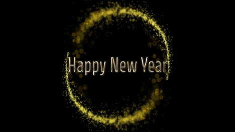 Animation-of-happy-new-year-text-over-glowing-light-trail-on-black-background