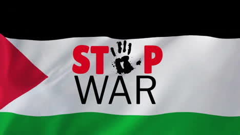 Animation-of-stop-war-text-over-flag-of-palestine