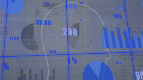 Animation-Der-Finanzdatenverarbeitung-über-Raster-Auf-Dunklem-Hintergrund