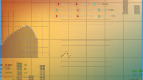 Animation-Der-Finanzdatenverarbeitung-Und-Statistik-Auf-Gelbem-Hintergrund