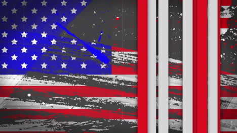 Animation-of-interference-over-flag-of-usa-on-black-background