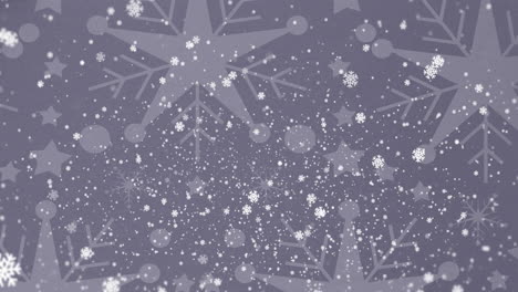 Animation-Von-Schnee,-Der-Zu-Weihnachten-über-Schneeflocken-Auf-Grauem-Hintergrund-Fällt