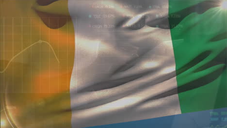Animation-Der-Verarbeitung-Finanzieller-Daten-über-Der-Flagge-Der-Elfenbeinküste