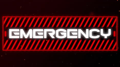 Animation-of-emergency-text-over-red-banner-on-dark-background