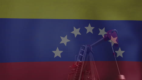 Animation-of-oil-rig-and-flag-of-venezuela