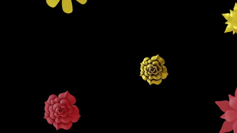 Animation-of-chinese-red-and-gold-floral-pattern-on-black-background