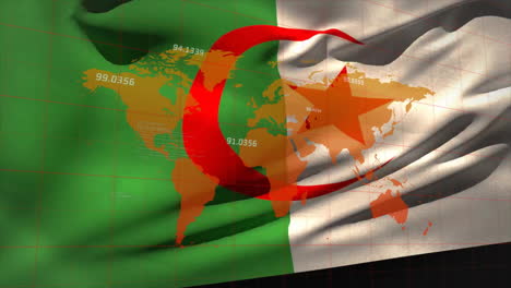Animation-Der-Finanzdatenverarbeitung-über-Der-Flagge-Algeriens