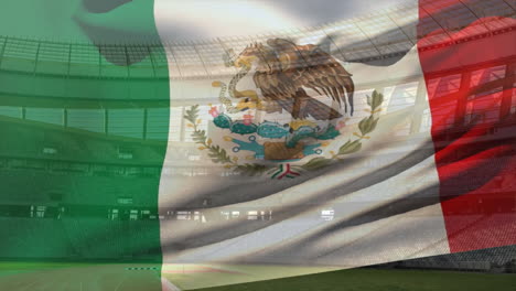 Animación-De-La-Bandera-Ondeando-De-México-Sobre-El-Estadio.