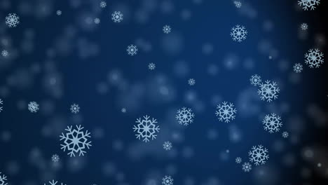 Animation-of-snow-falling-on-blue-background-at-christmas