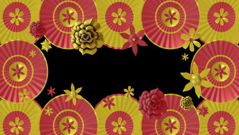 Animation-Eines-Chinesischen-Rot-Gold-Musters-Mit-Kopierraum-Auf-Schwarzem-Hintergrund
