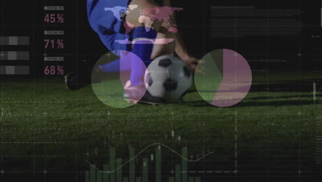 Animation-Der-Verarbeitung-Finanzieller-Daten-über-Einem-Kaukasischen-Männlichen-Fußballspieler