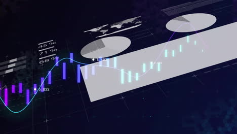 Animation-Der-Finanzdatenverarbeitung-Und-Statistik-Auf-Schwarzem-Hintergrund
