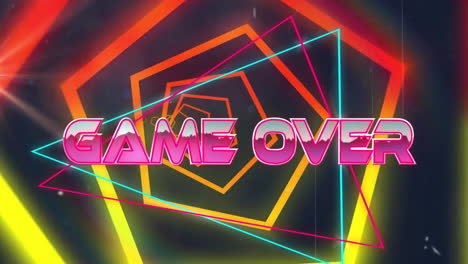 Animation-of-game-over-text-over-neon-pattern