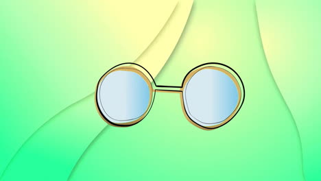 Animation-of-colourful-glasses-on-green-background