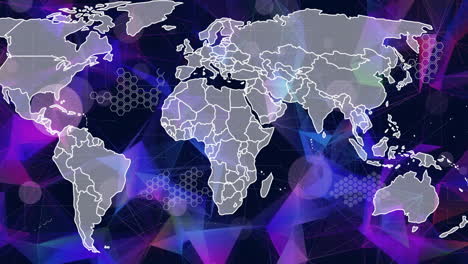 Animation-Der-Weltkarte-Und-Datenverarbeitung-Auf-Dunklem-Hintergrund