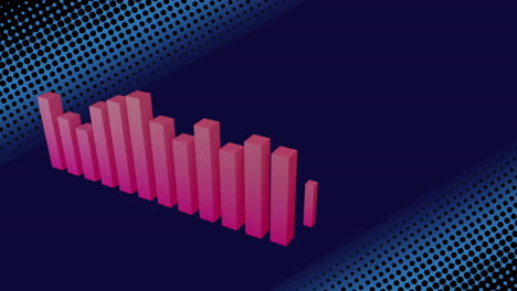 Animation-of-3d-bar-graph-with-dots-against-black-background