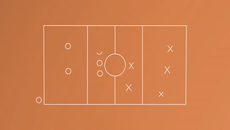Animation-of-game-plan-with-arrows,-circles-and-x-symbol-on-sports-court