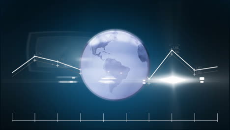 Animation-Von-Globus-Und-Datenverarbeitung-Auf-Dunklem-Hintergrund