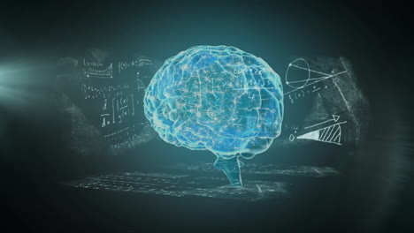 Animation-of-human-brain-with-mathematical-equations-and-diagrams-over-abstract-background