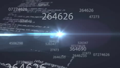 Animation-of-changing-numbers-and-lens-flares-with-lens-flare-over-computer-language