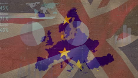 Animation-Der-Finanzdatenverarbeitung-Und-Der-Flagge-Der-Europäischen-Union-Und-Großbritanniens