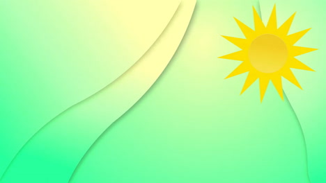 Animation-of-yellow-sun-over-green-background