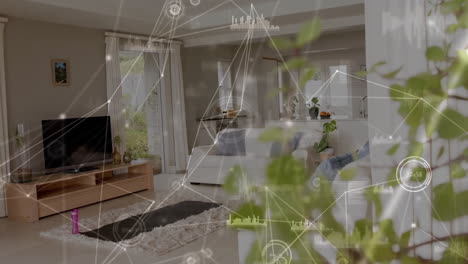 Animation-Eines-Datenverarbeitungsnetzwerks-Mit-Verbindungen-über-Einem-Wohnzimmer