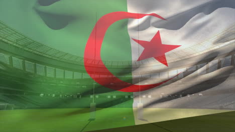 Animation-Der-Wehenden-Flagge-Algeriens-über-Dem-Stadion